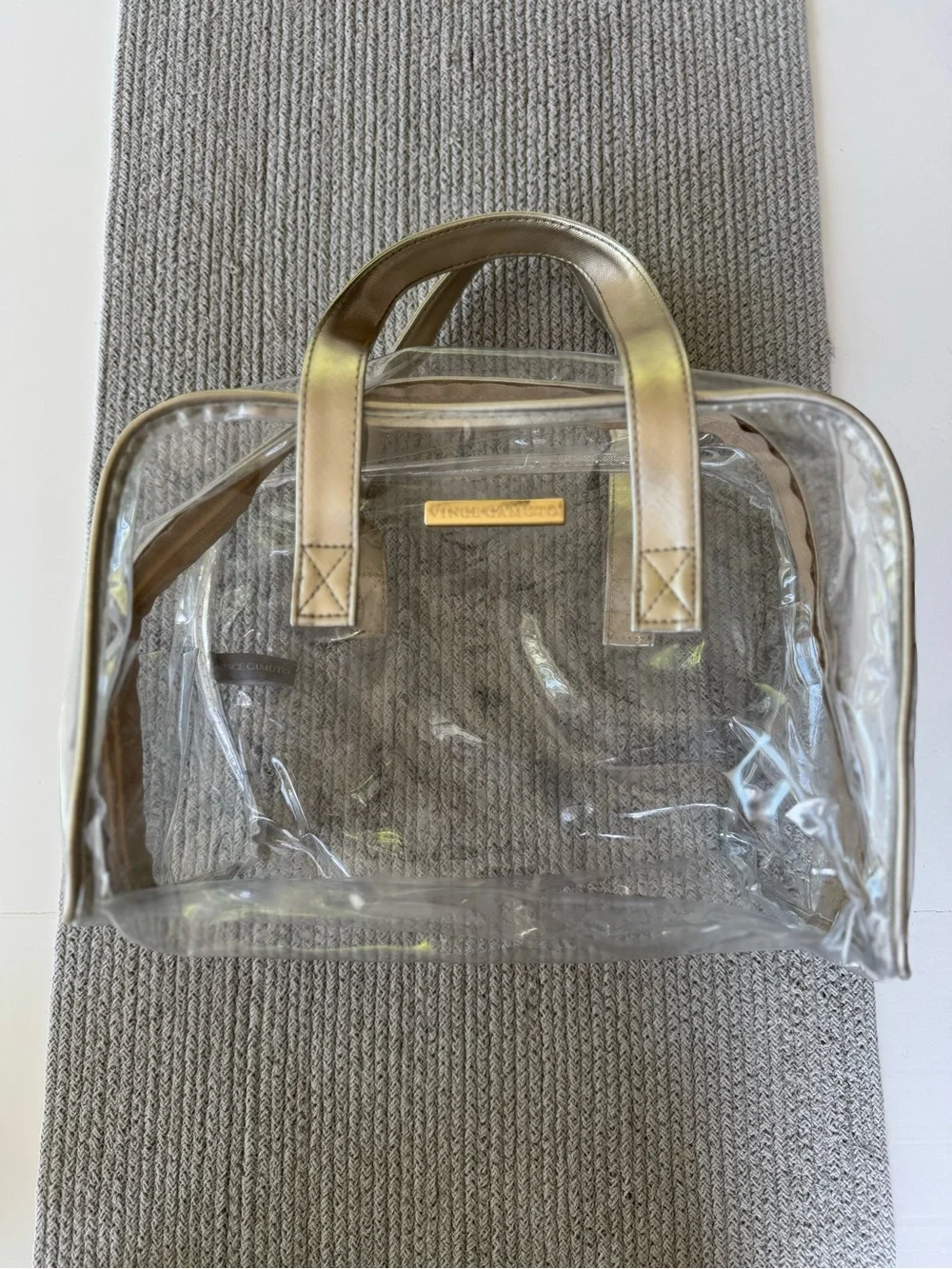 Vince Camuto Clear Bag with Metallic Gold Trim Concerts Festivals